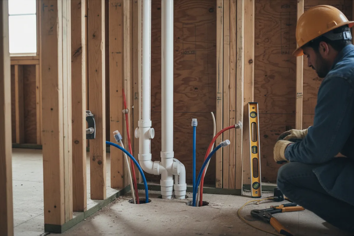 Drain and supply rough-in during Leak Detection in Andale
